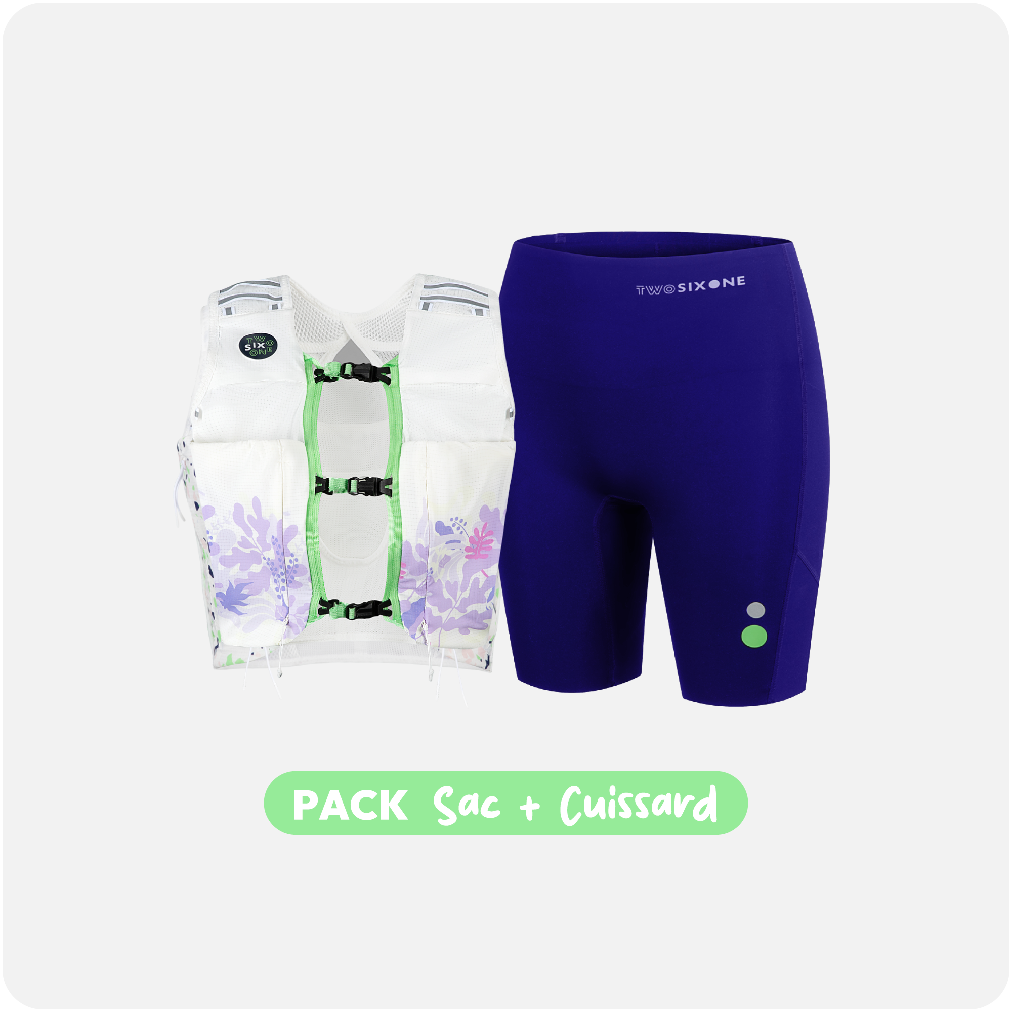 Pack Trail Femme : Sac d’Hydratation Lilas + Cuissard Anti-Frottement Bleu
